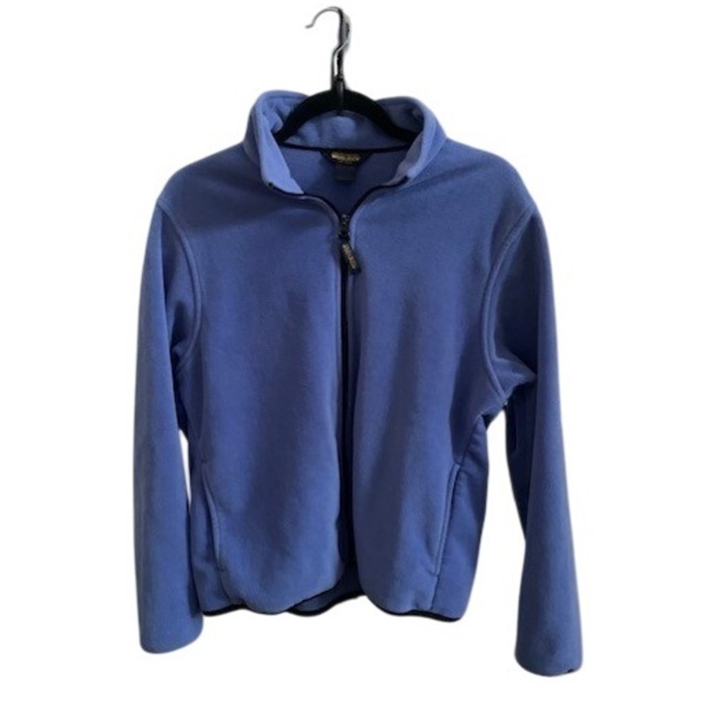 Woolrich Womens Full Zip Fleece Jacket Periwinkle Blue Mock Neck Mock Neck L
